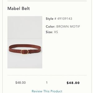 NWT Sold Out Anthropologie Mabel Brown Belt XS